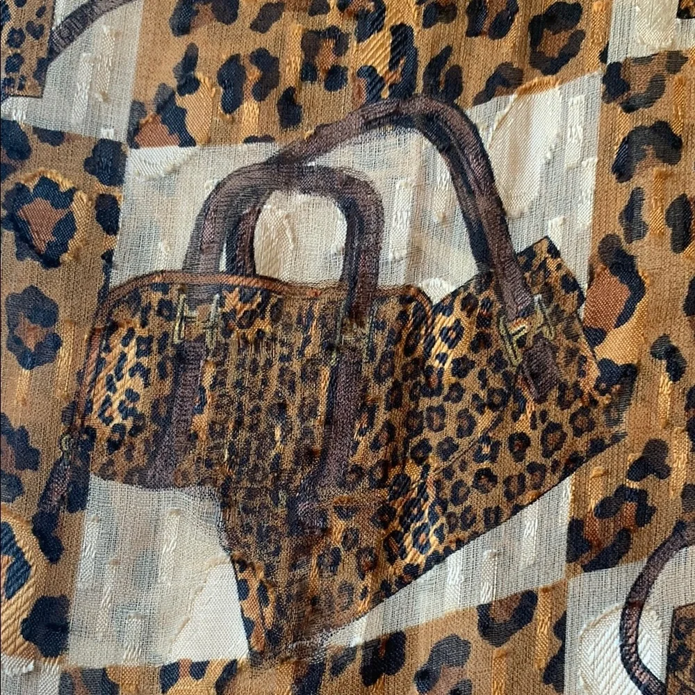 Vintage Leopard Print Polyester Scarf EUC